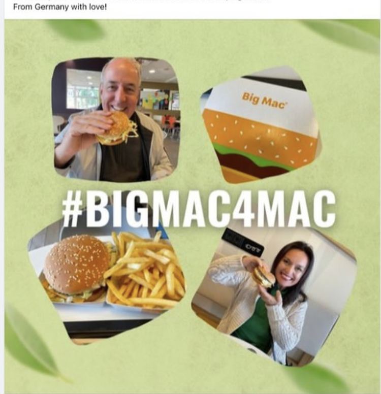 Collage of supporters in Germany with Big Macs and #BigMac4Mac