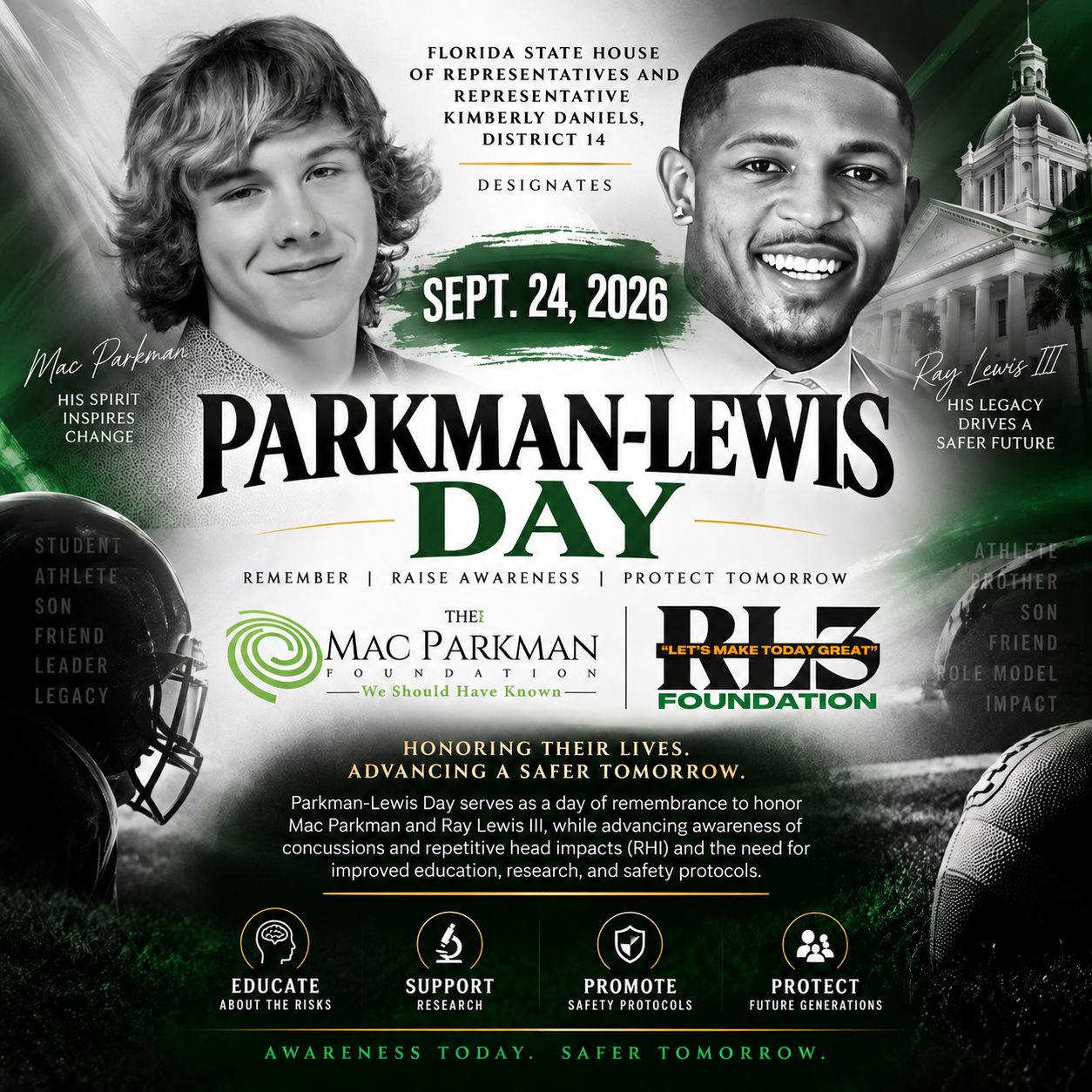 Parkman-Lewis Day, September 24, 2026, designated by the Florida State House of Representatives and Representative Kimberly Daniels, honoring Mac Parkman and Ray Lewis III